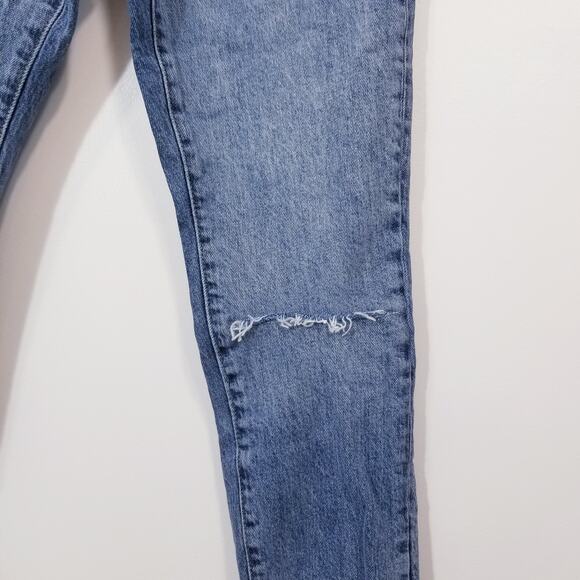 We the Free Jeans High Rise Relaxed Blue Denim Button-Fly Ripped - Picture 3 of 13
